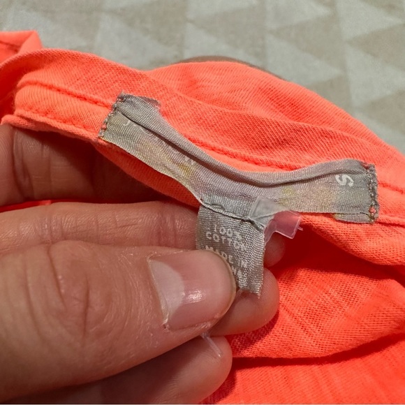 J crew orange flower embroidered short sleeve tee shirt neon orange - Picture 5 of 5